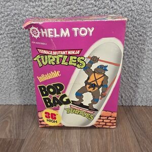 Vintage 1988 TMNT Leonardo Inflatable Bop Bag 36 Inch Helm Toy Original Box